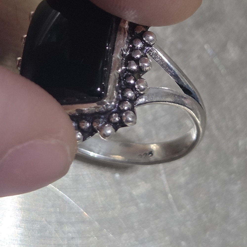 Sterling Silver Onyx Stone Ring - Picture 7 of 8